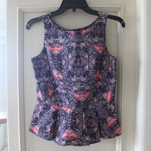 Print Peplum Sleevless Top